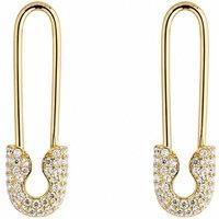 Spero London Women's Pave Safety Pin Earring Jewelled Sterling Silver in Gold