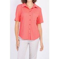 Kettlewell Women's Short Sleeve Crinkle Shirt in Coral | Size: 8
