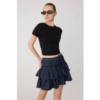 WOVCOR Women's High Waist Elasticated Waist Denim Skort in Dark Navy | Size: 14