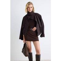 WOVCOR Women's Belted Mini Skort in Dark Brown | Size: 12