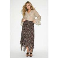 WOVCOR Women's Asymmetric Chiffon Maxi Skirt in Brown | Size: Medium