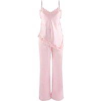 WOVCOR Women's Lace Detail Satin Cami Pyjama Set in Dusty Pink | Size: 14