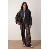 WOVCOR Women's Pocket Detail Woven Oversize Jacket in Charcoal | Size: 12
