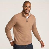 Lands' End Men's Quarter Zip Cashmere Jumper in Camel | Size: XL