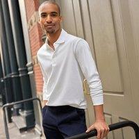 Lands' End Men's Tall Long Sleeve Supima Polo Shirt, Traditional Fit in White | Size: Large