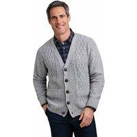 Chums Men's Chunky Aran-Style Cardigan in Grey | Size: Small