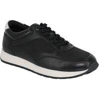 Pegasus Men's Wide Fit Leather Trainers with Cushioned Insole in Black | Size: 9