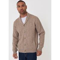 threadbare Men's Wool Blend Shawl Collar Cardigan in Beige | Size: Small