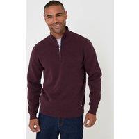 threadbare Men's Cotton Rich Quarter Zip Jumper in Red | Size: XL