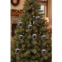30 Pieces Real Pine Cone Dyed Christmas Tree Hanging Ornament Set in Brown