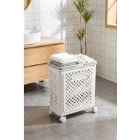 Garden Sanctuary Foldable Laundry Basket with Wheels in White