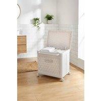 Garden Sanctuary Foldable Laundry Basket with Wheels in White