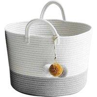 Garden Sanctuary Pom Pom Nursery Basket: Woven Hamper for Kids' Toys & Laundry in Grey