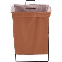 Garden Sanctuary Collapsible PU Leather Laundry Hamper with Metal Frame in Brown