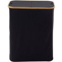 Garden Sanctuary 2 Compartments Laundry Basket with Lid in Black