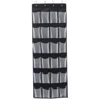 Garden Sanctuary 24 Pocket Fabric Door Hanging Storage Bag with Hooks in Black