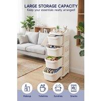 Garden Sanctuary 4-Tier Storage Trolley with Hooks in Cream