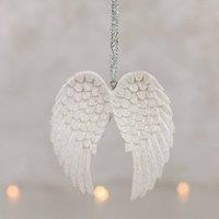 Uniqueful Double Glitter Angel Wing Hanging Decoration in White