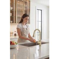 JANLEMNY Brushed Gold Kitchen Mixer Tap - Pull-Out Spray, 3 Modes | Size: 1000mm x 400mm