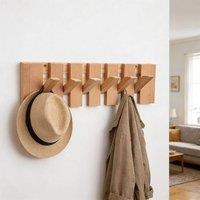 KORVIXA Natural wood Piano Key Coat Hook Rack 6 Hooks | Size: 900mm