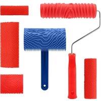 NESTLUNE 6Pcs Rubber Painting Roller Wood Graining Effects Rolling Tool in Red | Size: 10000mm x 520mm