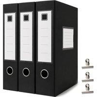 Ventryn 3pcs 75mm Document Storage Foldable Box File for Home & Office in Black