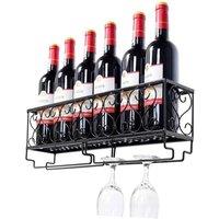 PAWNORA Wall Mounted Wine Rack Hanging Glass Holder in Black