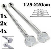 FLAVORA 1x Heavy Duty Telescopic Shower Curtain Pole in Silver