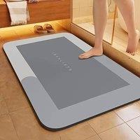 FLAVORA Light Grey Non Slip Bath Mat Water Absorbent Shower Mats