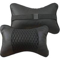 FLAVORA Black 2Pcs Premium Car Headrest Pillow Neck Support | Size: 100 cm x 190 cm