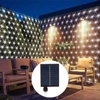 FLAVORA 3 X 2M Solar LED Net Mesh Curtain Fairy String in Black