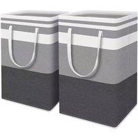 Kelvenix 2 Pcs Large Capacity Collapsible Laundry Basket in Grey | Size: 100 cm x 60 cm
