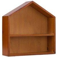 Kelvenix Vintage House Shaped Pine Storage Display Shelf Set of 3 in Brown | Size: 0.6m2