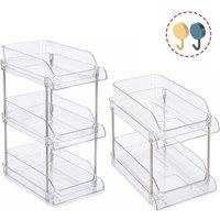 Ventryn 2-Tier CD DVD Storage Rack, Clear Plastic Drawer Organizer