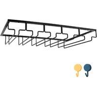 Ventryn Bar Kitchen Wine Glass Hanger Holder Under Cabinet Shelf in Black