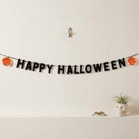 Garden Greatness Black Foil 'Happy Halloween' Bunting with Pumpkins | Size: 1 Pack