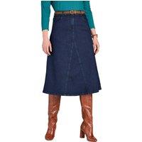 Amber Women's Cotton Stretch Denim Skirt, Below Knee 27 Inch / 68.5cm in Dark Blue | Size: 18