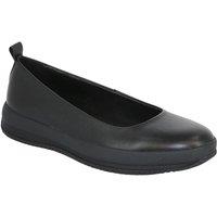 Amber Women's Leather Wide EE Fit Ballerina Pumps, Flexisole, Black/Tan in Black | Size: 6