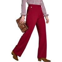 Amber Women's Smart Pull On Scuba Crepe Stretch Fabric Trousers in Dark Red | Size: 20XS