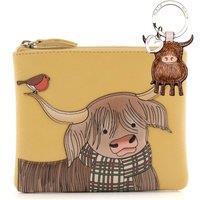 Mala leather Women's Highland Cow Letterbox Gift Set - Leather Purse & Keyring in Yellow