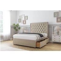 Sloomy Amberley Plush Divan Bed Set 2 Drawers Foot-End With 26 Strutted Headboard & 12 Matching Footboard in Pink | Size: Super King