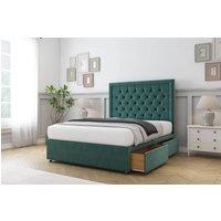 Sloomy Sterling Plush Divan Bed Set No Drawers With 26 Strutted Headboard & 12 Matching Footboard in Black | Size: Small Double