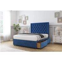 Sloomy Sterling Plush Divan Bed Set No Drawers With 26 Strutted Headboard & 12 Matching Footboard in Dark Grey | Size: King