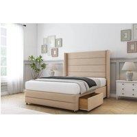 Sloomy Ashford Naples Divan Bed Set 2 Drawers Same Side With 26 Strutted Headboard in Black | Size: Small Double
