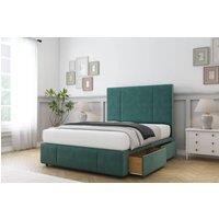 Sloomy Langston Plush Divan Bed Set 2 Drawers Same Side With 26 Strutted Headboard in Dark Grey | Size: Double