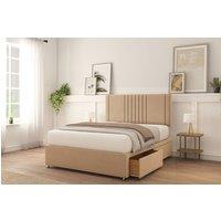 Sloomy Langston Plush Divan Bed Set 4 Drawers With 26 Strutted Headboard in Stone | Size: Small Double