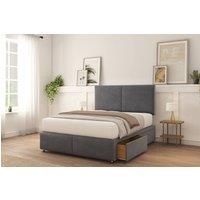 Sloomy Montana Plush Divan Bed Set 2 Drawers Same Side With 26 Strutted Headboard in Dark Grey | Size: Super King