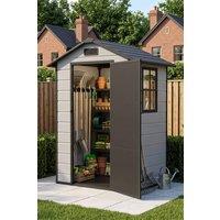 Living and Home 4.4 x 3.4FT Garden Plastic Storage Shed with Lockable Hinge Door in Grey