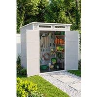 Living and Home 6 x 4FT Outdoor Garden Pent Roof Tool Storage Shed in Grey