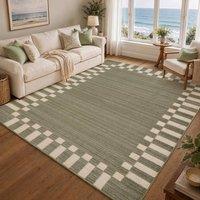 Livabliss Fifth Avenue Check Border Rug in Green | Size: 153 cm x 220 cm